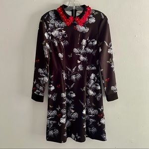Ted Baker London Black Floral Collar Mini Dress